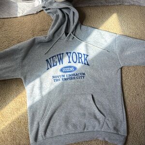 SHEIN Gray New York Graphic Hoodie